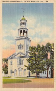 Bennington Vermont 1940s Postcard First Congregational Church 