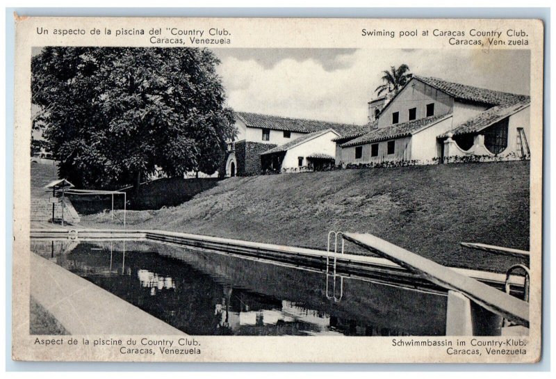 c1940's Swimming Pool at Caracas Country Club Caracas Venezuela Postcard