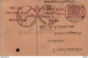 Jaipur Postal Stationery Sawai Jaipur cds Niwat cds