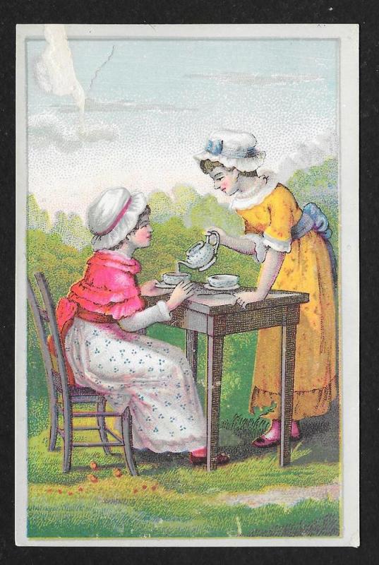 VICTORIAN TRADE CARD Women Having Tea