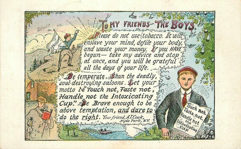 Artist impression 1913 Temperance Saying Social Movement Postcard 21-819