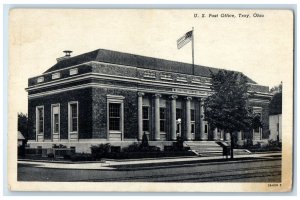 1967 US Post Office Building Street View Troy Ohio OH Posted Vintage Postcard