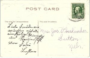 c1915 MERRY CHRISTMAS CHURCH PINE CONES SUTTON NE EMBOSSED POSTCARD 39-258