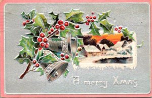 Christmas With Silver Bells and Holly 1917
