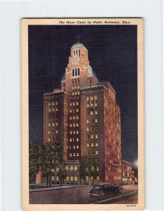 Postcard The Mayo Clinic by Night, Rochester, Minnesota