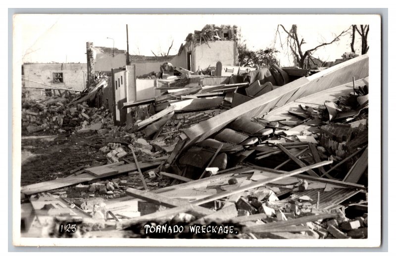 Vintage Postcard OK Tornado Damage Blackwell Oklahoma Tornado Wreckage RPPC