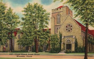 Vintage Postcard Christ Church Parish House Maple Street Winnetka Illinois ILL