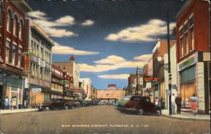 Florence South Carolina SC Main Business District Street Scene Vintage Postcard