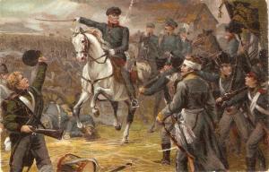 C.Bolz. German military on horse at Waterloo Fine painting antique German PC