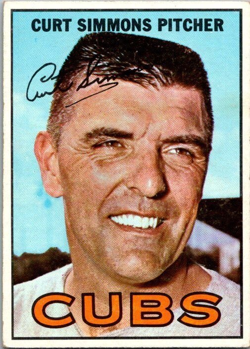 1967 Topps Baseball Card Burt Simmons Chicago Cubs sk1914