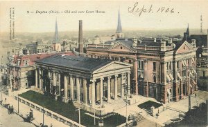 Postcard Old & New Court House Dayton Ohio undivided 23-472