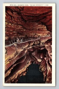 Mammoth Cave KY - Kentucky, Dead Sea, Walk Way, Vintage, Linen, Postcard 