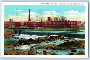Rocky Mount North Carolina NC Postcard View Of Cotton Mill And Falls Tar River