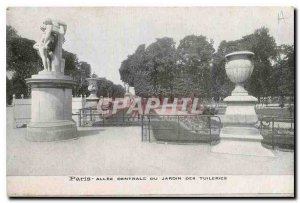 Old Postcard Paris Allee central Tuileries Garden