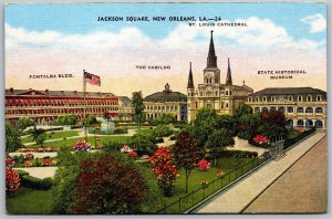 Vtg New Orleans Louisiana LA Jackson Square Pontalba Cabildo 1940s View Postcard