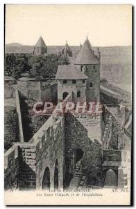 Old Postcard Carcassonne Visigoth Towers and the & # 39Inquisition