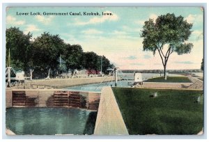 c1950's Lower Lock Government Canal Lake Pond Trees View Keokuk Iowa IA Postcard