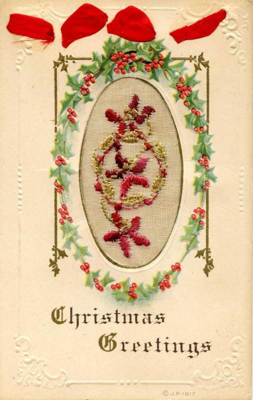 Embroidered Silk - Christmas Greetings