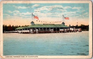 Vintage Postcard Landing, Tashmoo Park, St. Clair Flats MI Michigan JW13