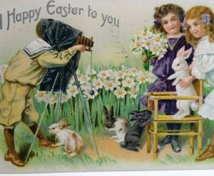 Victorian Easter Postcard Tucks Series 100 Photographer Camera 1909 New Haven CT