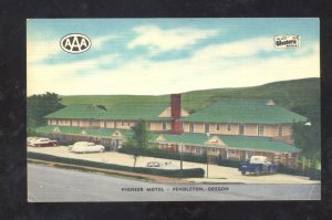 ;ENDLETON OREGON PIONEER MOTEL VINTAGE ADVERTISING POSTCARD
