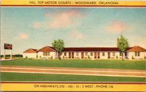 Linen Postcard Hill Top Motor Courts in Woodward, Oklahoma