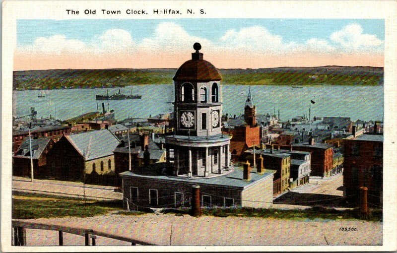 The Old Town Clock Halifax Nova Scotia Linen Postcard