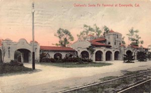 Hand Colored PC Oakland Santa Fe Railroad Station Emeryville California~126215