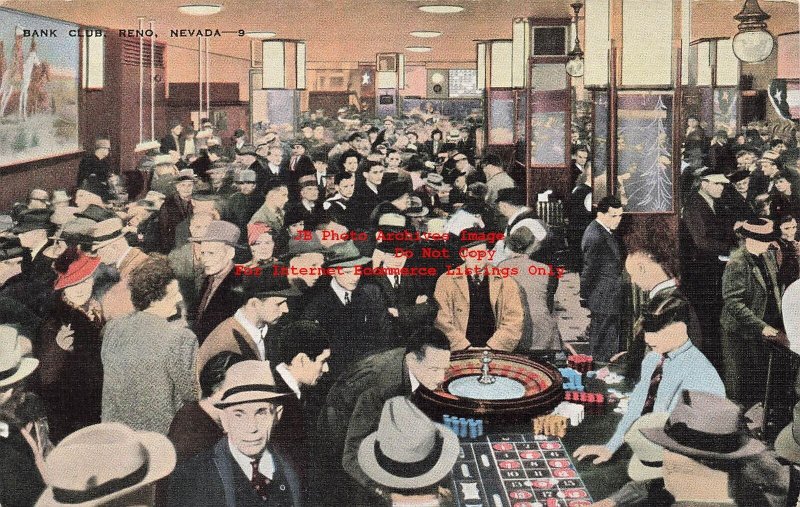 NV, Reno, Nevada, Bank Club, Interior View, Roulette Table, EC Kropp No 16059N