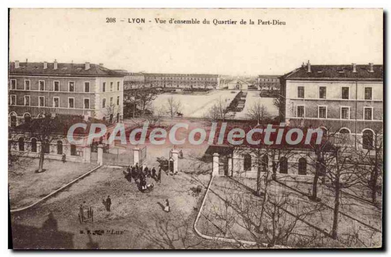 Old Postcard Lyon Overview Part Dieu District