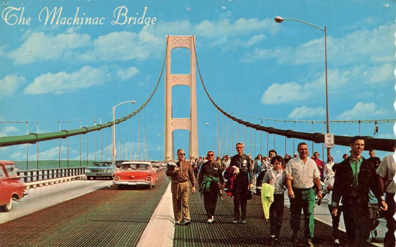 MI - The Mackinac Bridge. Public Bridge Walk