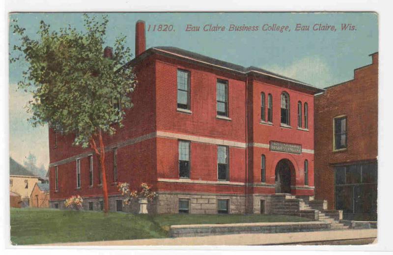 Eau Claire Business College Eau Claire Wisconsin 1910c postcard