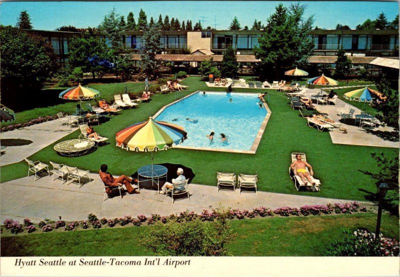 Seattle, WA Washington HYATT HOTEL~Seattle-Tacoma Airport POOL VIEW 4X6 Postcard