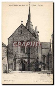 Old Postcard Fresnay-sur-Sarthe Church Portal