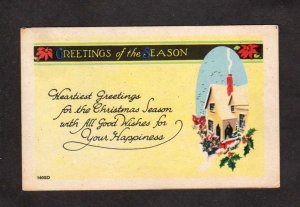 Christmas Greetings Good Wishes Happiness Poem Winter Scene Postcard