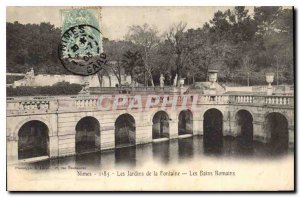 Postcard Old Nimes Jardins de la Fontaine les Bains Romians