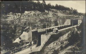 Canal & Ship Trollhattan Sweden Slussparti c1910 Real Photo Postcard