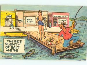 Pre-1980 Risque Comic SEXY GIRL NOTICED BY FISHERMAN AB6927