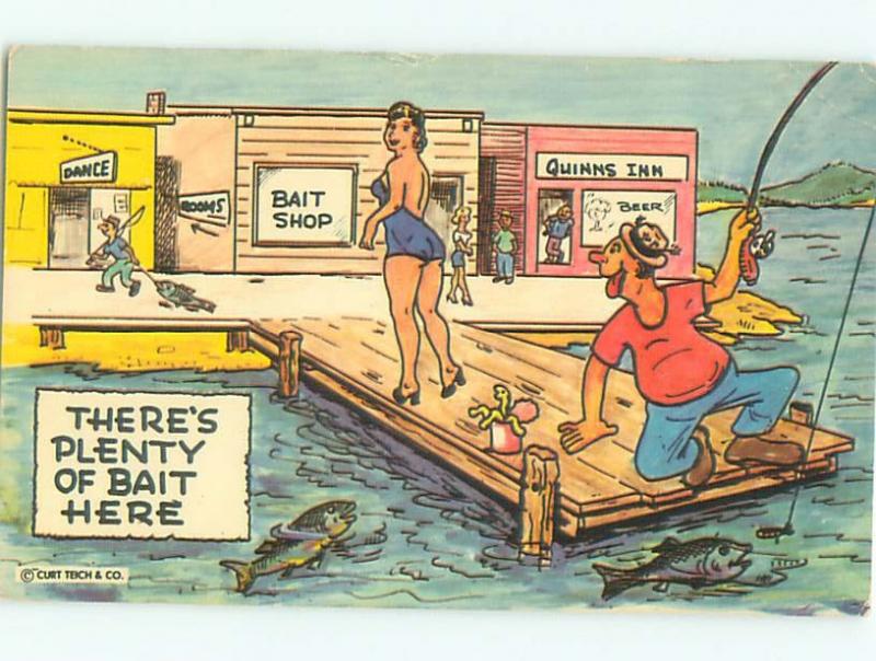 Pre-1980 Risque Comic SEXY GIRL NOTICED BY FISHERMAN AB6927