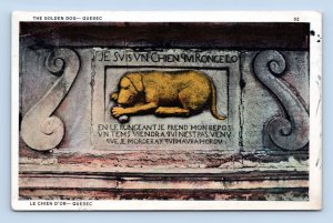 Bas Relief Golden Dog Le Chien D'Or Quebec CIty Canada WB Postcard L14