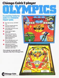 Olympics Pinball Machine Flyer Vintage Chicago Coin 1975 Original NOS Game Art