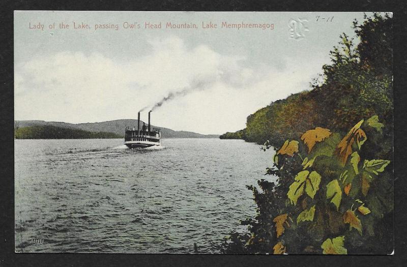 Lady of the Lake Steamer Owls Head Mountain Lake Memphremagog Vermont Used c1911