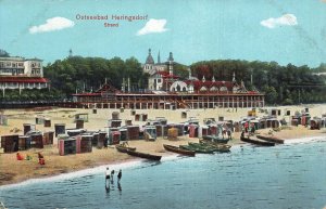 GERMANY~Ostseebad Heringsdorf Strand-CASINO-CABANAS-BEACH-BOATS POSTCARD