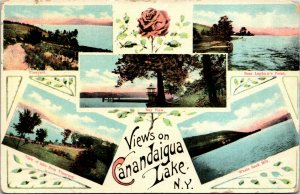 Postcard NY 5 Views on Canandaigua Lake - Geneva Duplex Cancel 1911 M24