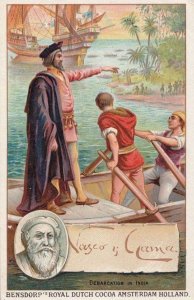 Vasco De Gama Navigator Printed Signed Bendorps Cocoa Postcard Old Trade Card