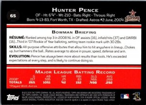 2009 Topps Baseball Card Hunter Pence Houston Astros sk20675