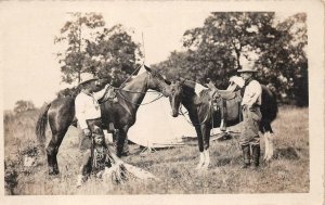 RPPC PRESIDENT ROOSEVELT AT INDIAN RESERVATION REAL PHOTO POSTCARD (c. 1910) !!!