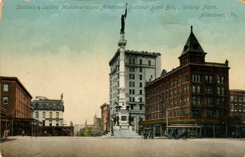 PA - Allentown. Soldiers & Sailors Monument, Allentown Nat'l Bank Bldg