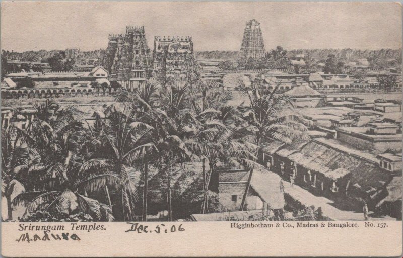 Postcard Srirungam Temples Madras & Bangalore India