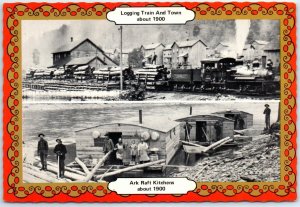 Postcard - Logging Train And Town, Pennsylvania